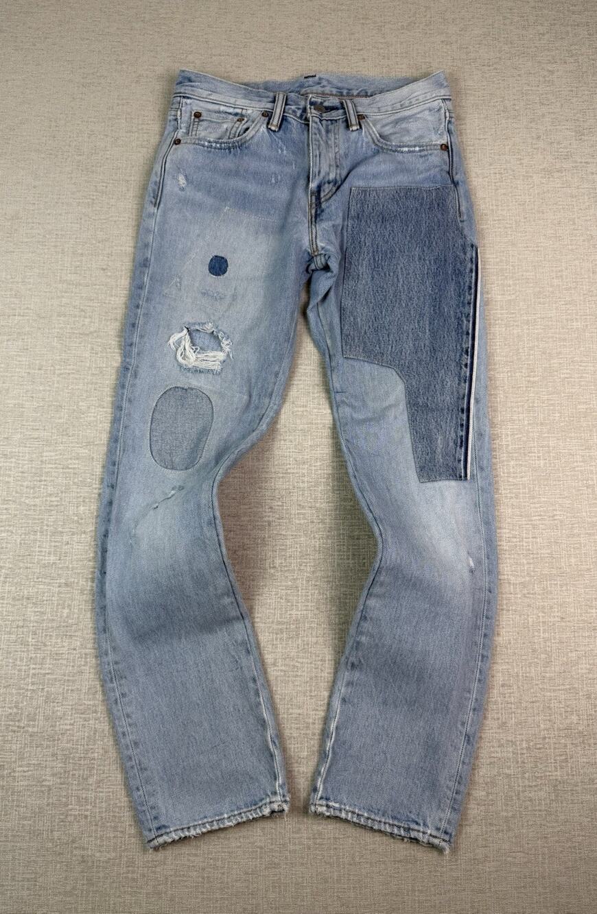 Levi’s 511 Men’s Jeans 30x32 Light Wash Custom Patched Distressed Denim